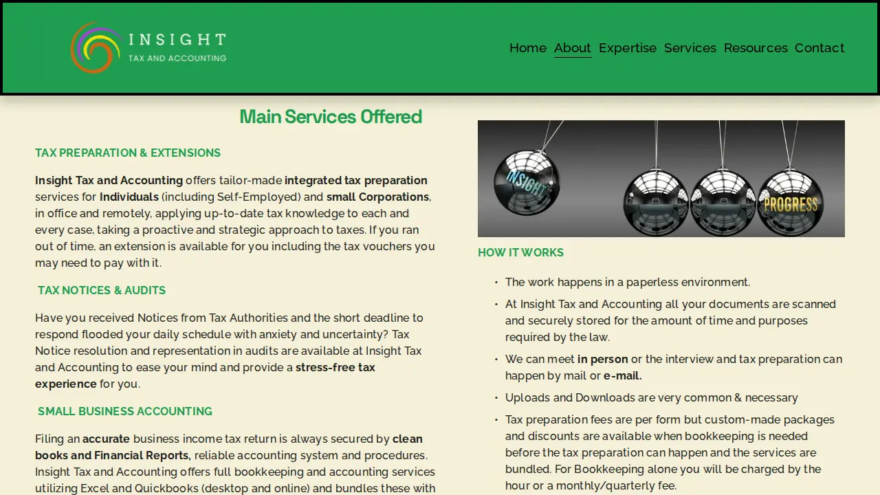 Insight Tax and Accounting page