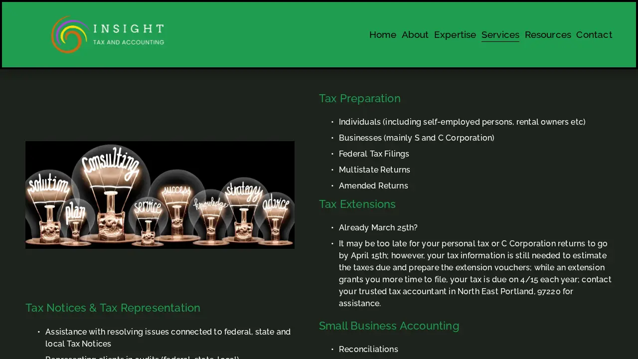 Insight Tax and Accounting page