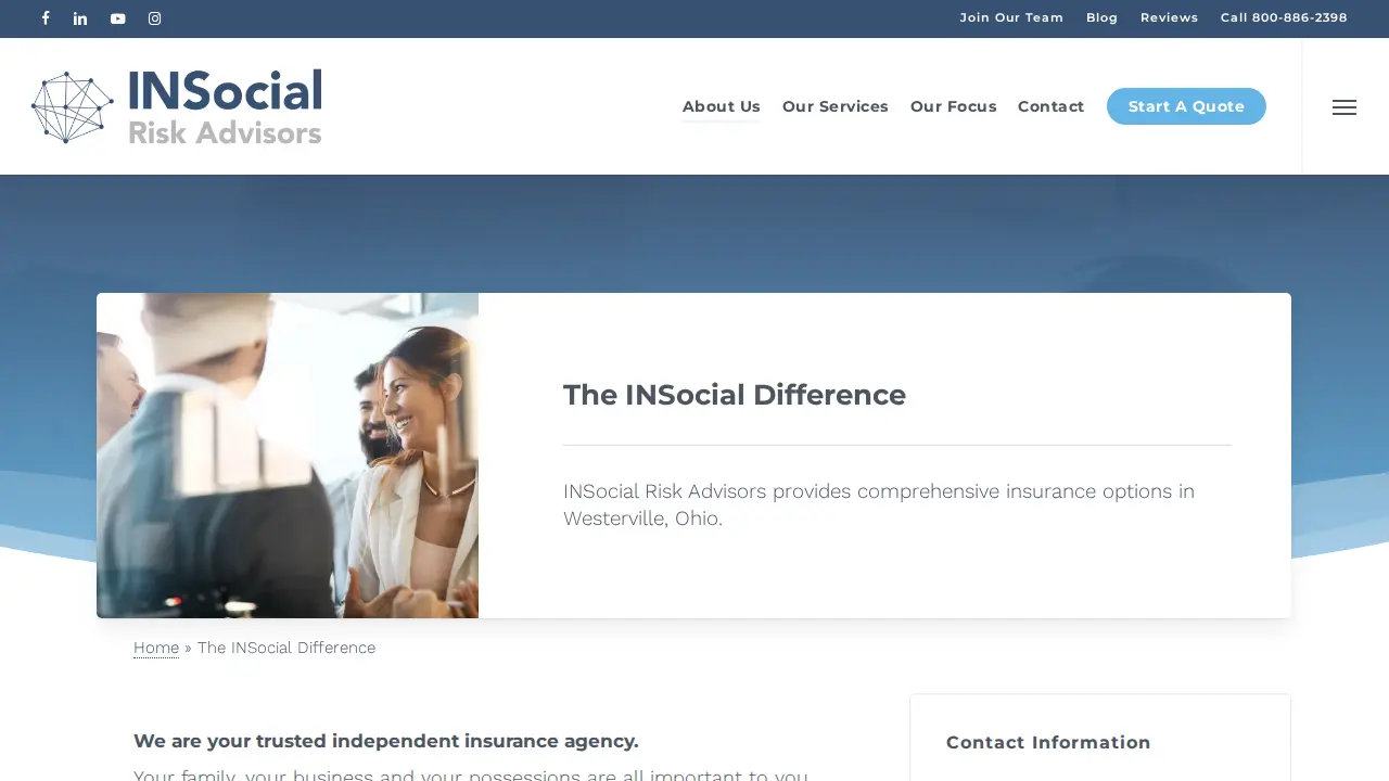 INSocial Risk Advisors page