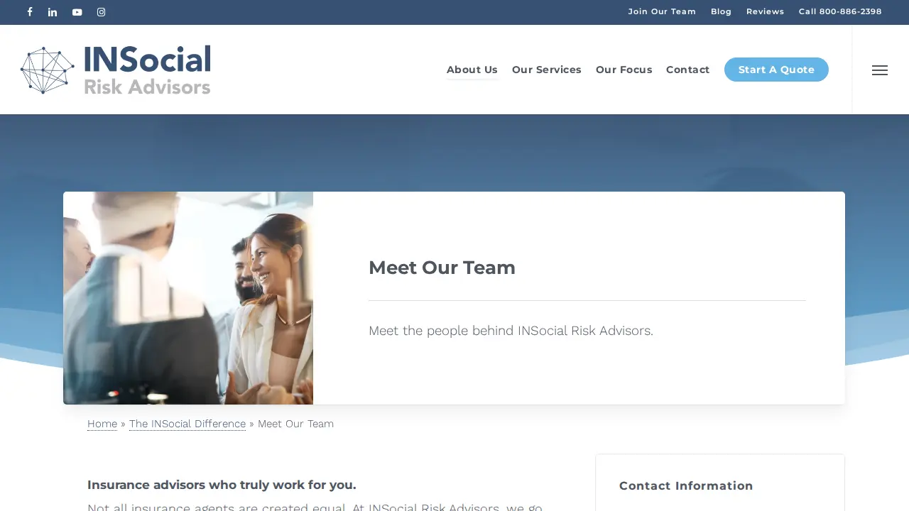 INSocial Risk Advisors page