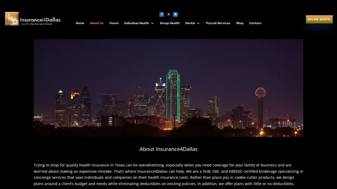 Insurance4Dallas page