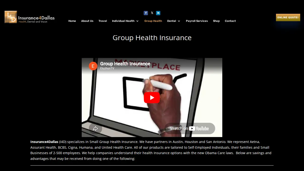 Insurance4Dallas page