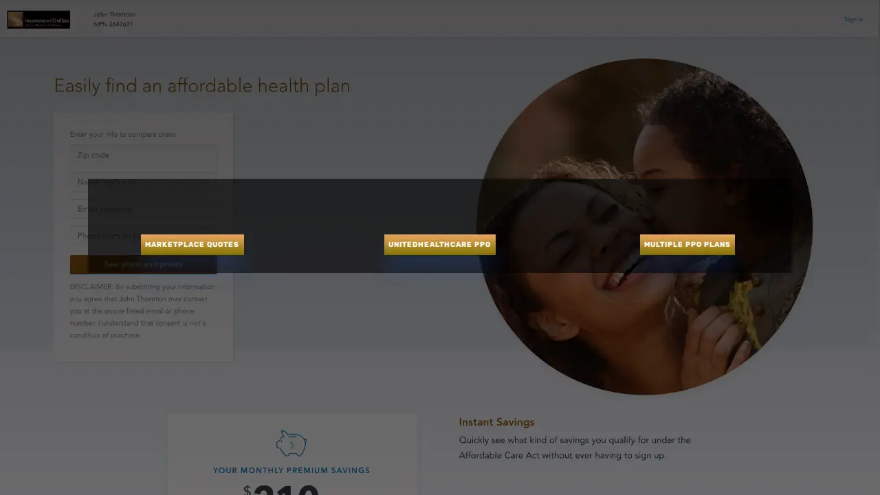 Insurance4Dallas page