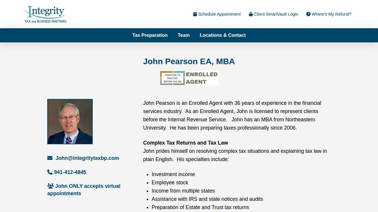 Integrity Tax page