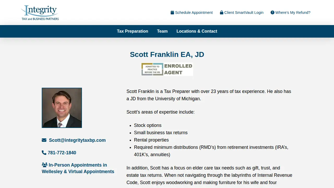 Integrity Tax page