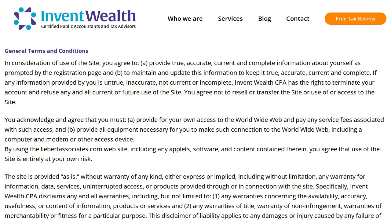 InventWealth Tax Advisors page