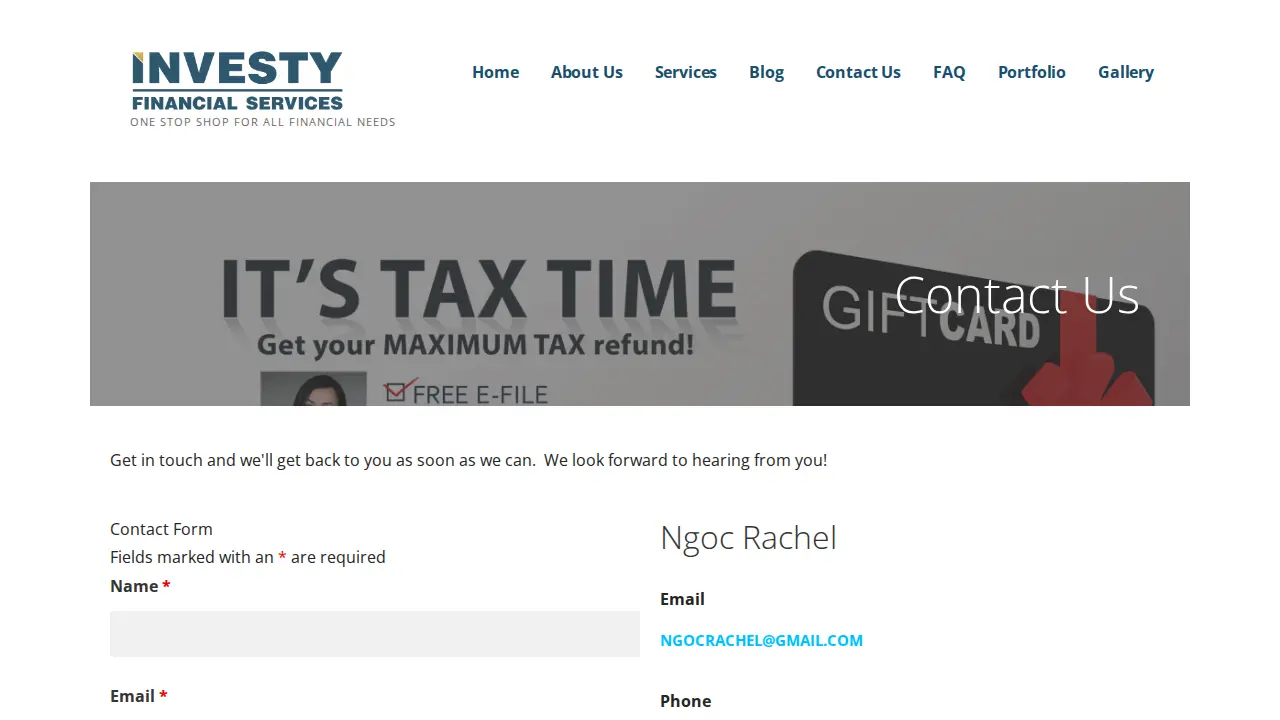 Investy Financial Services page