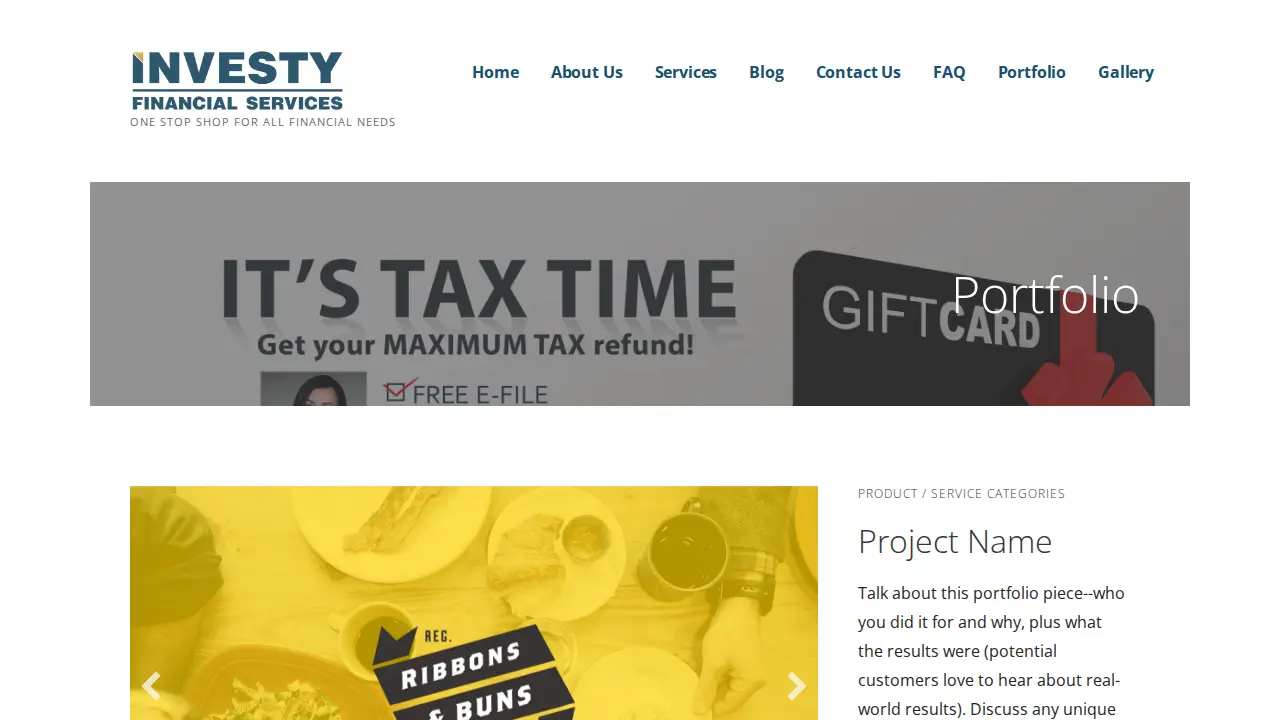 Investy Financial Services page