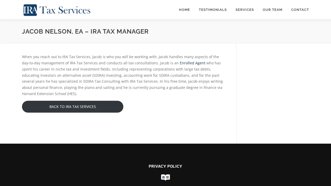 Ira Tax Services page