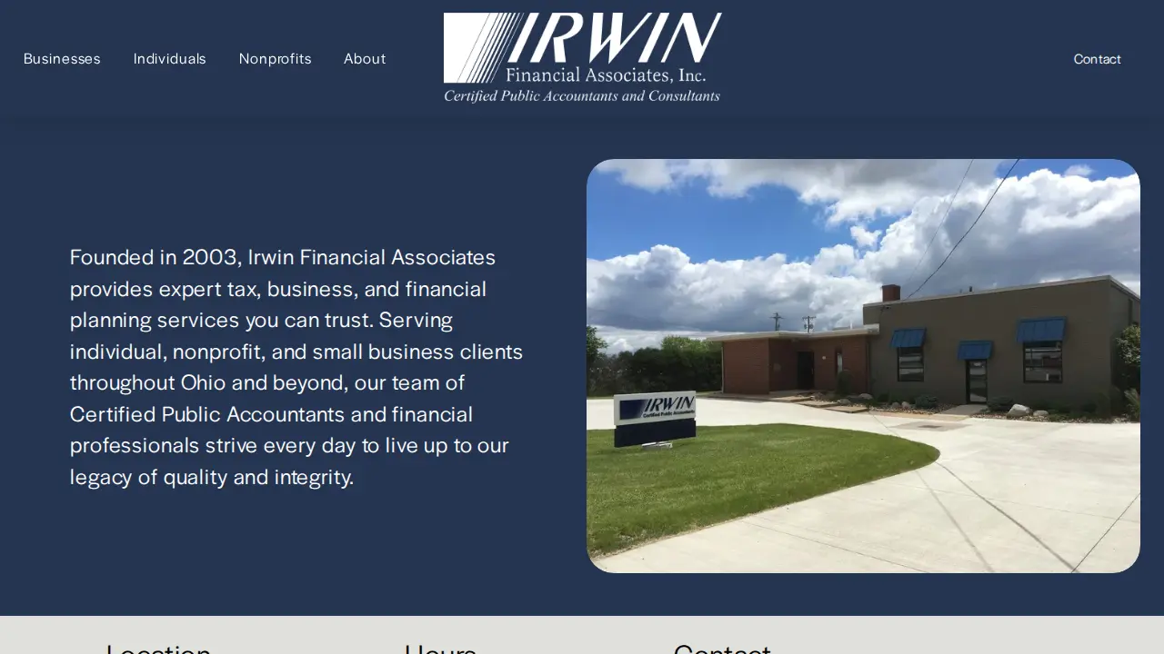 Irwin Financial Associates CPA Firm website