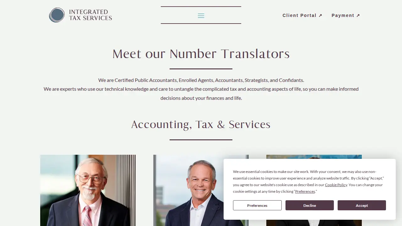 Integrated Tax Services page