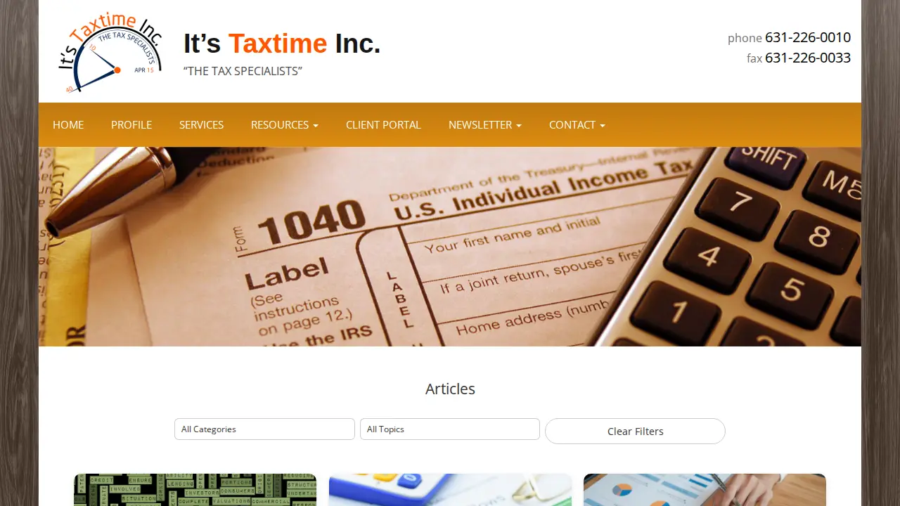 It's Tax Time page