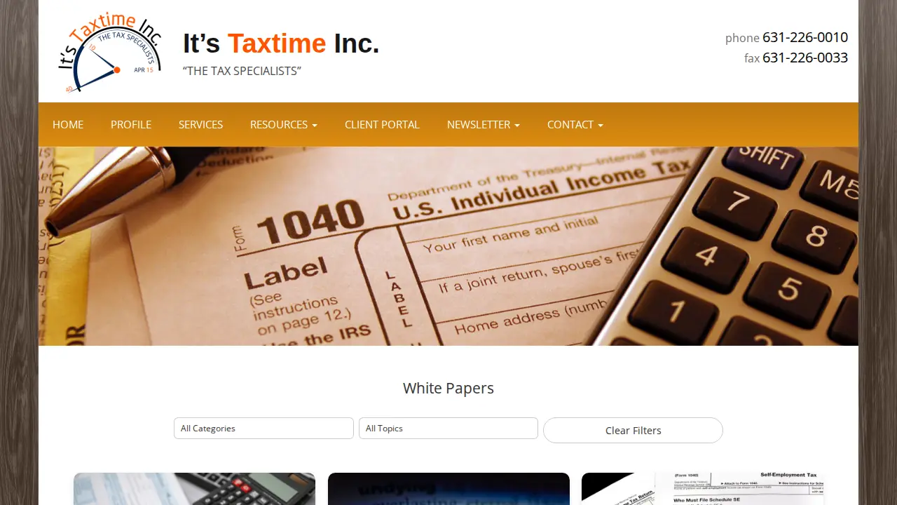 It's Tax Time page