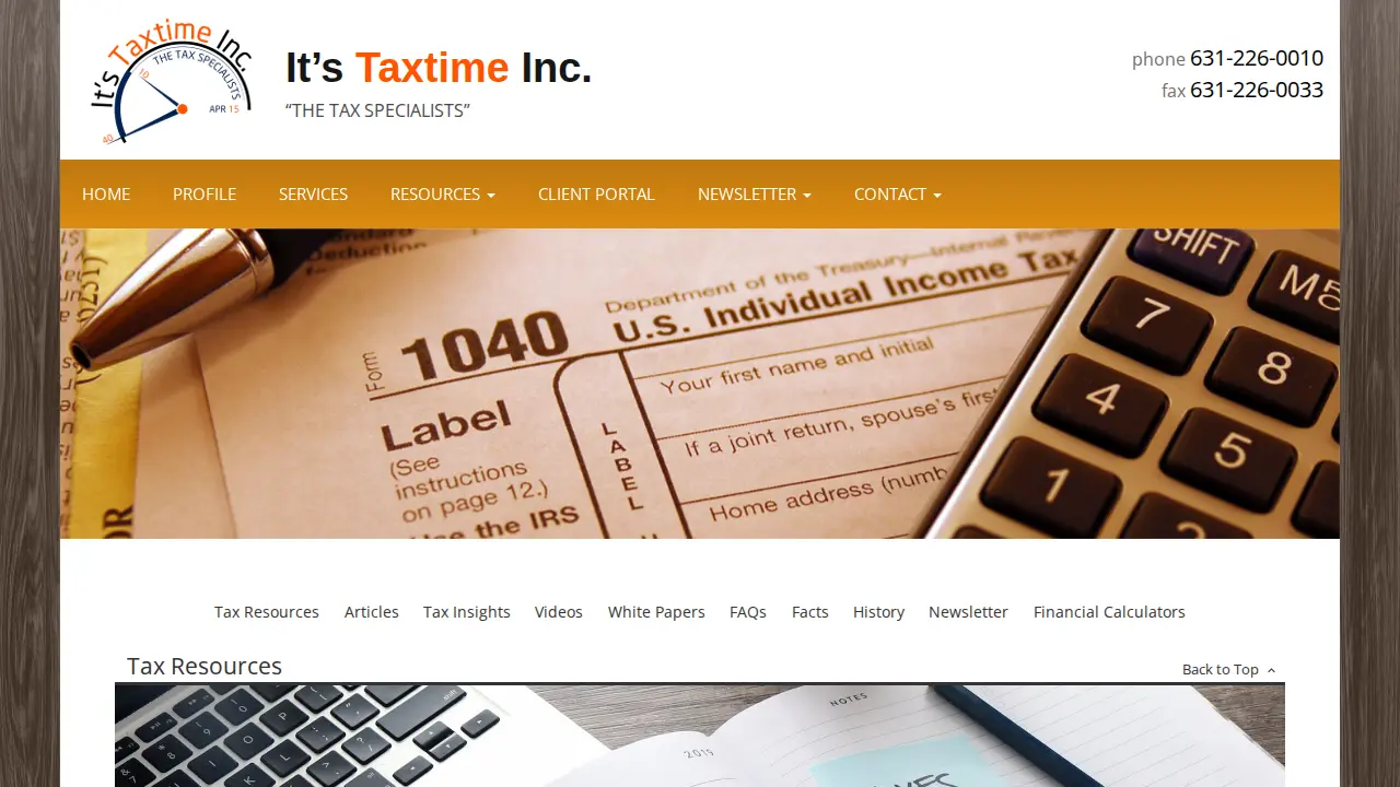 It's Tax Time page