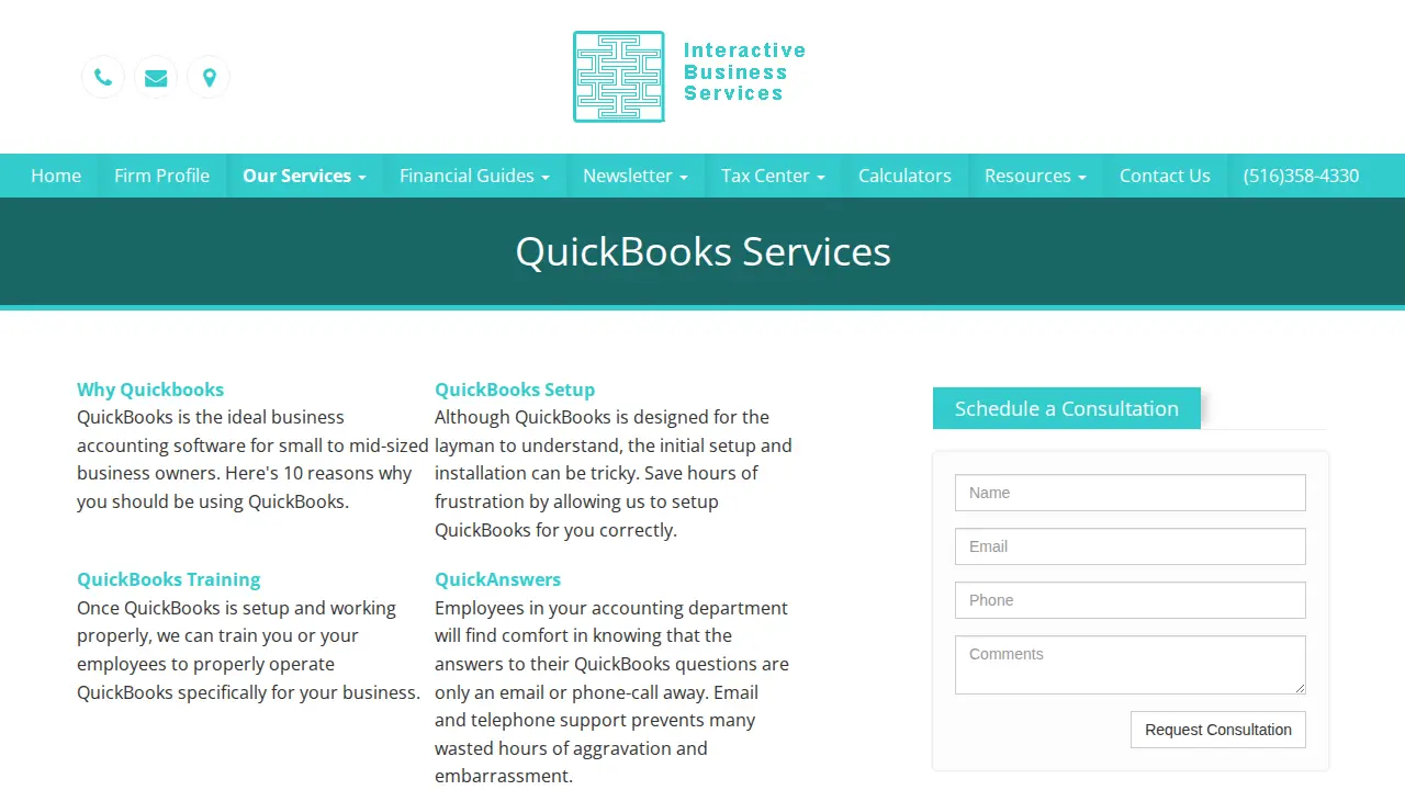Interactive Business Services page