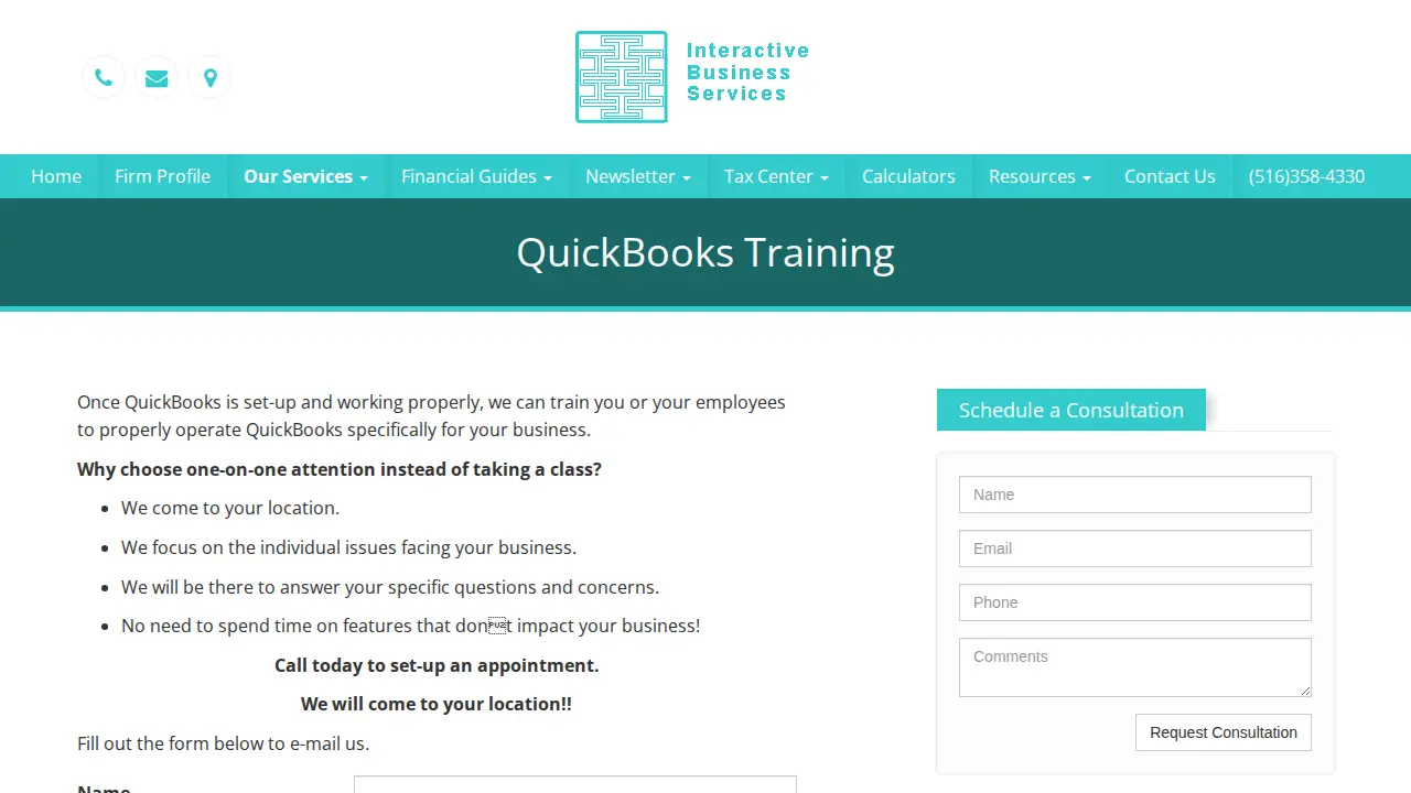 Interactive Business Services page