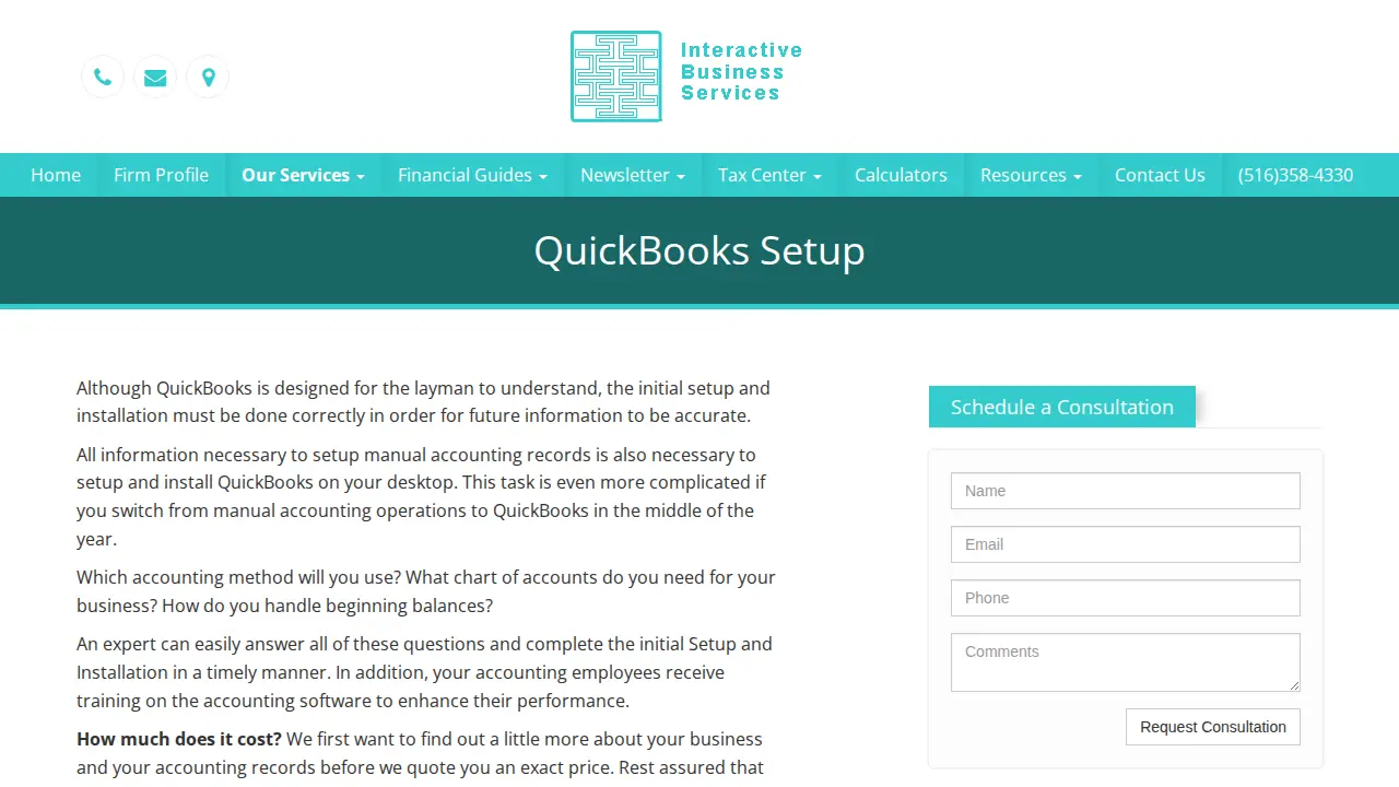 Interactive Business Services page