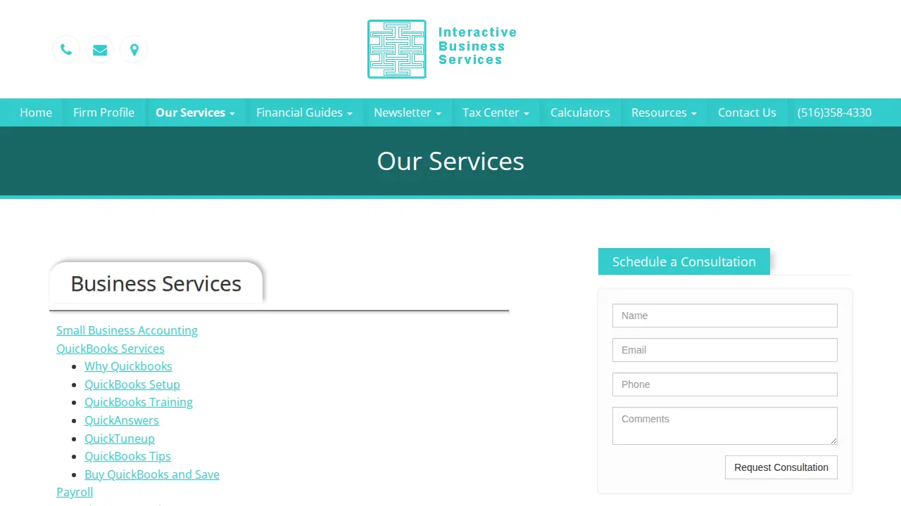Interactive Business Services page
