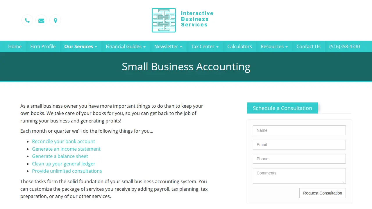Interactive Business Services page