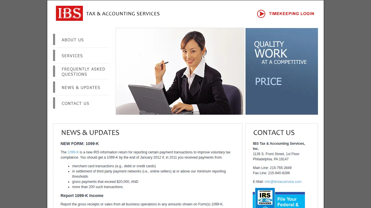 IBS Tax & Accounting Services page