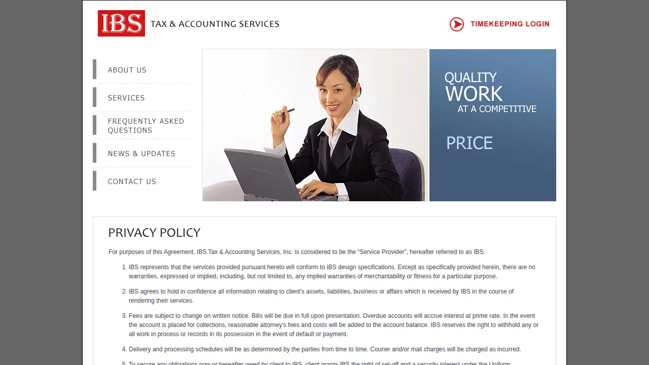 IBS Tax & Accounting Services page