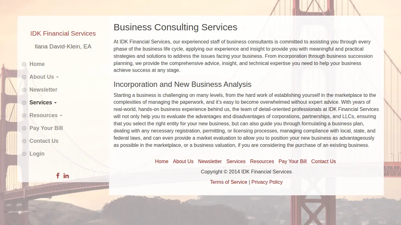 IDK Financial Services page