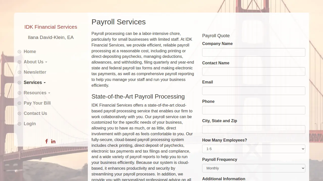 IDK Financial Services page