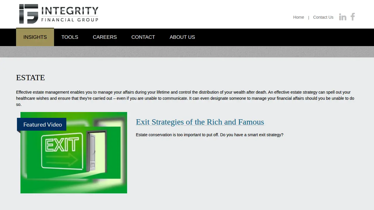 Integrity Financial Group page