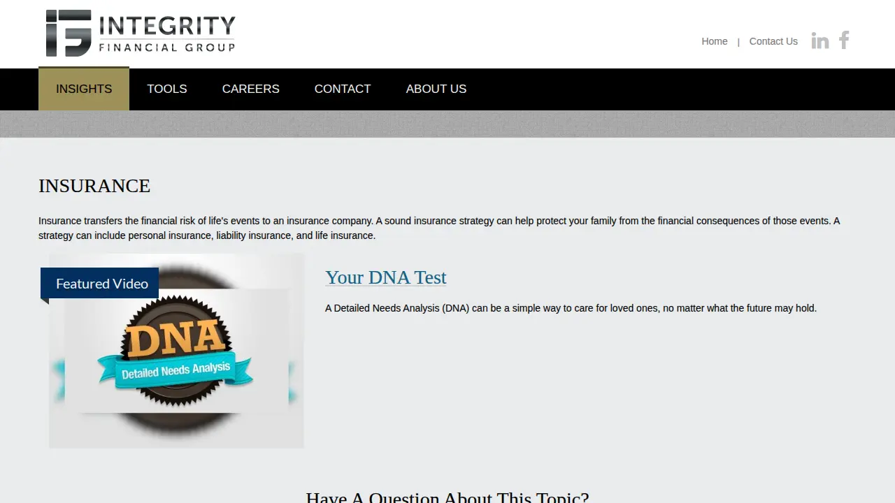 Integrity Financial Group page