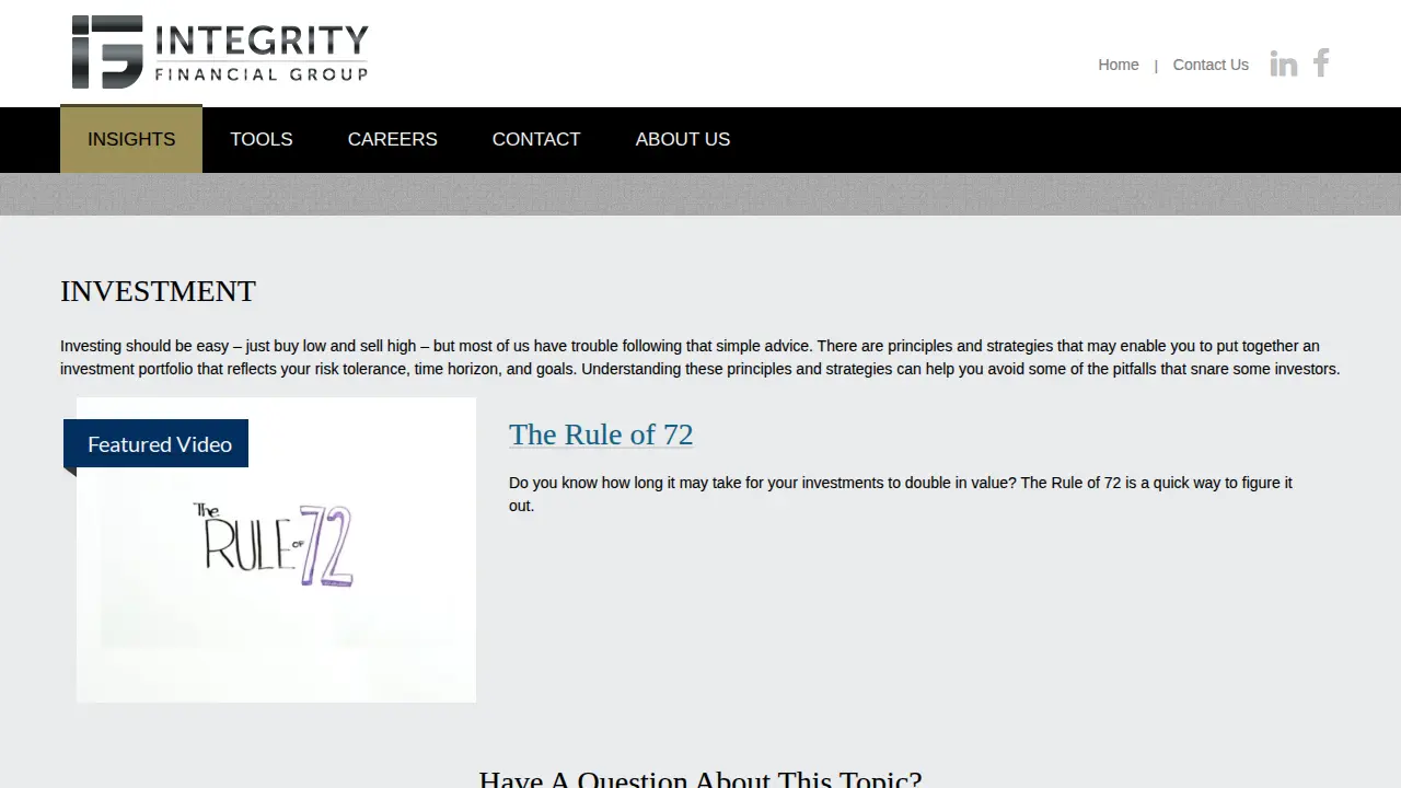 Integrity Financial Group page