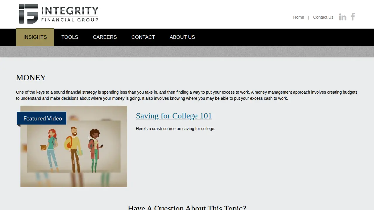 Integrity Financial Group page