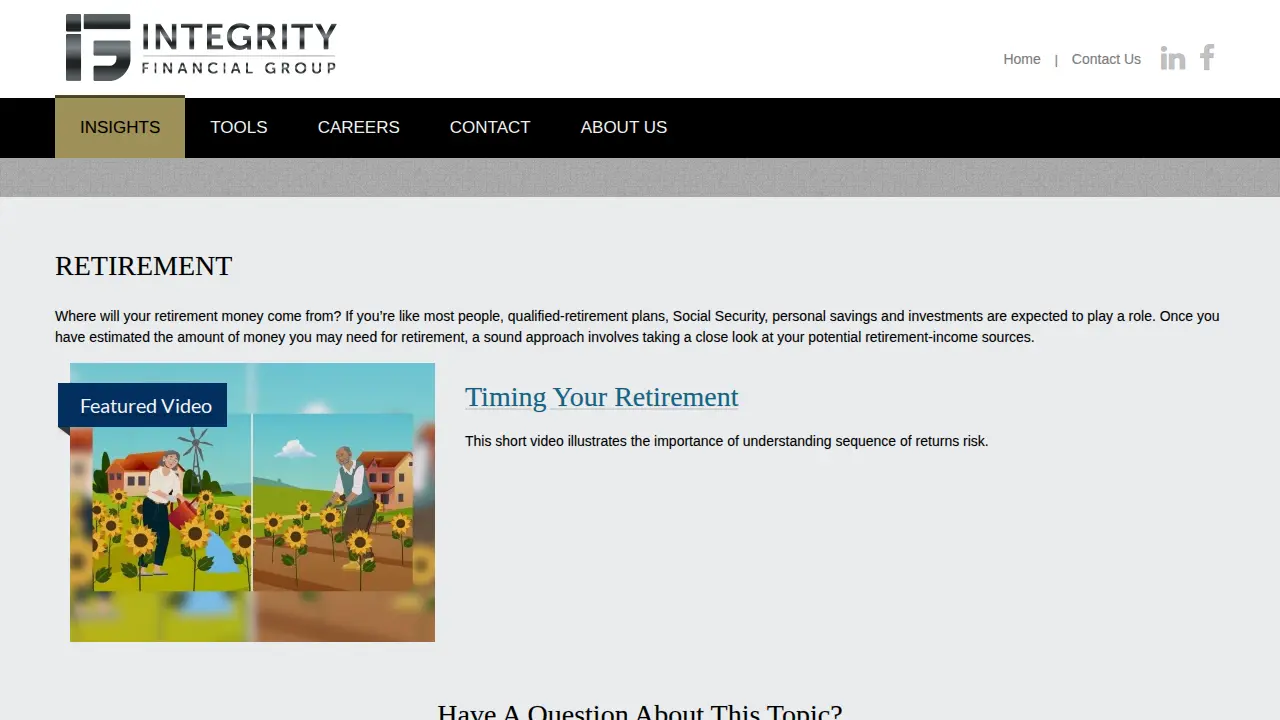 Integrity Financial Group page
