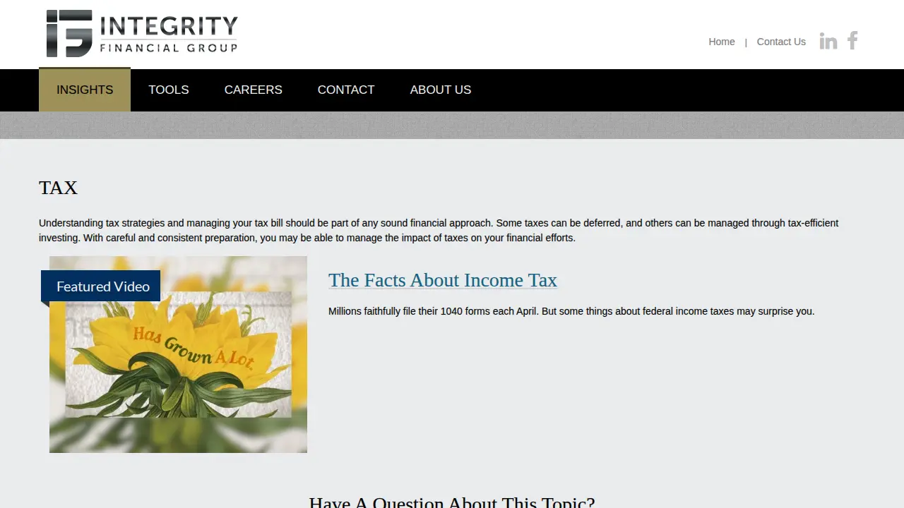 Integrity Financial Group page