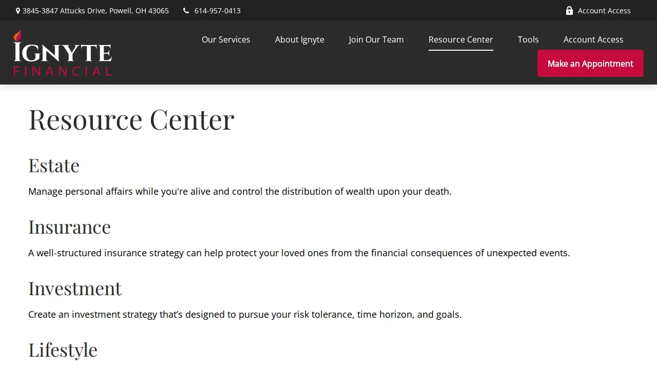 Ignyte Financial page