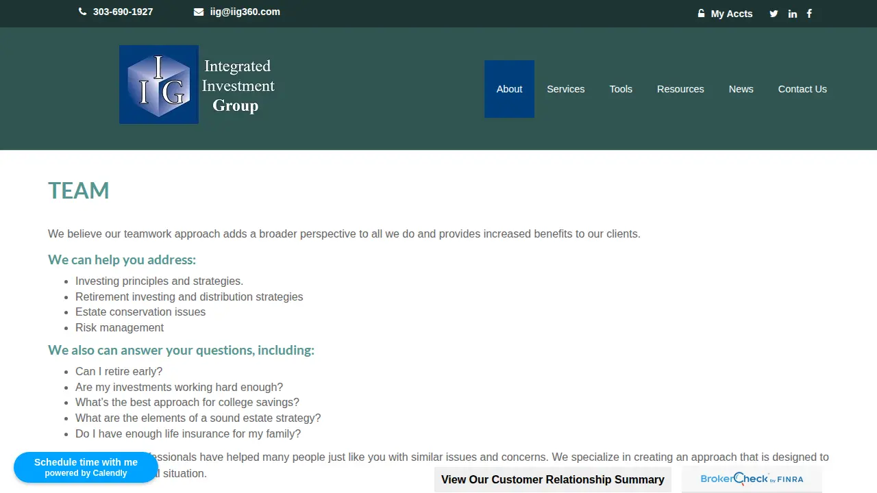 Integrated Investment Group page