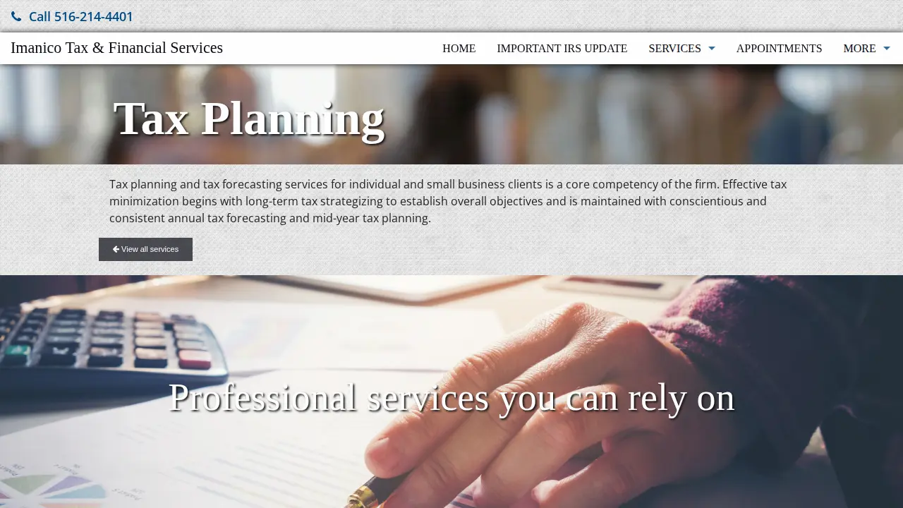 Imanico Tax & Financial Services page