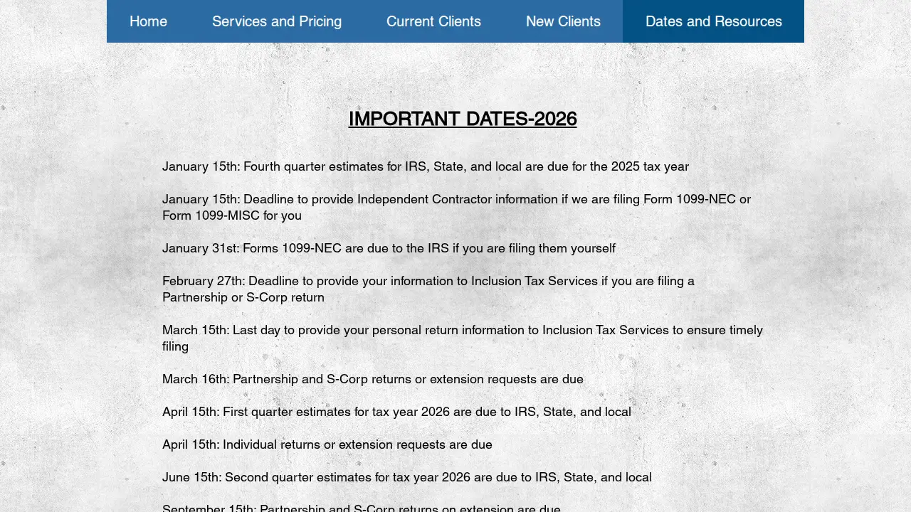 Inclusion Tax Services page