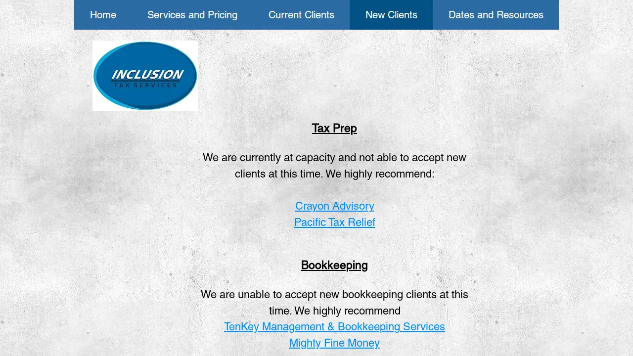 Inclusion Tax Services page
