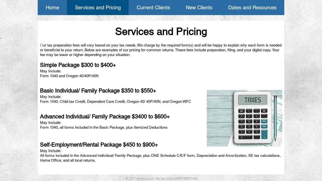 Inclusion Tax Services page
