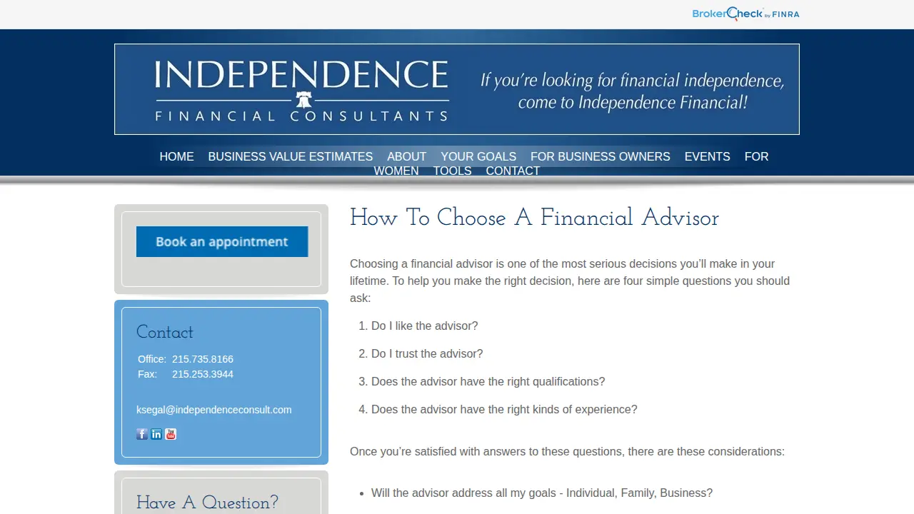 Independence Financial Consultants page