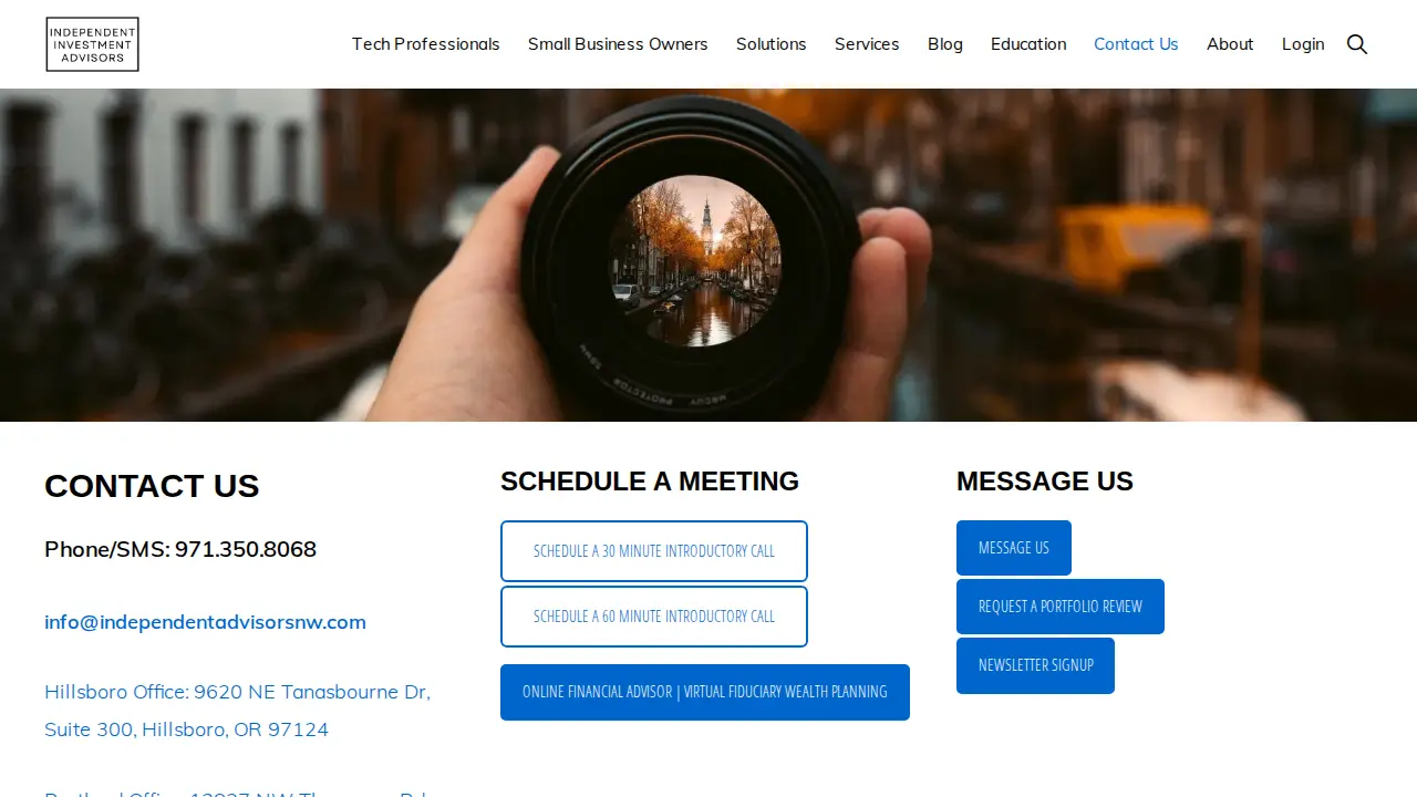 Independent Investment Advisors page