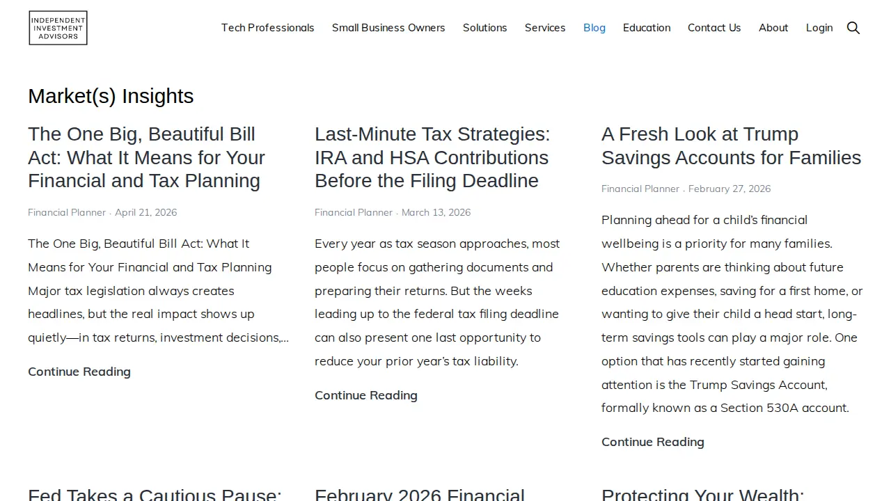 Independent Investment Advisors page