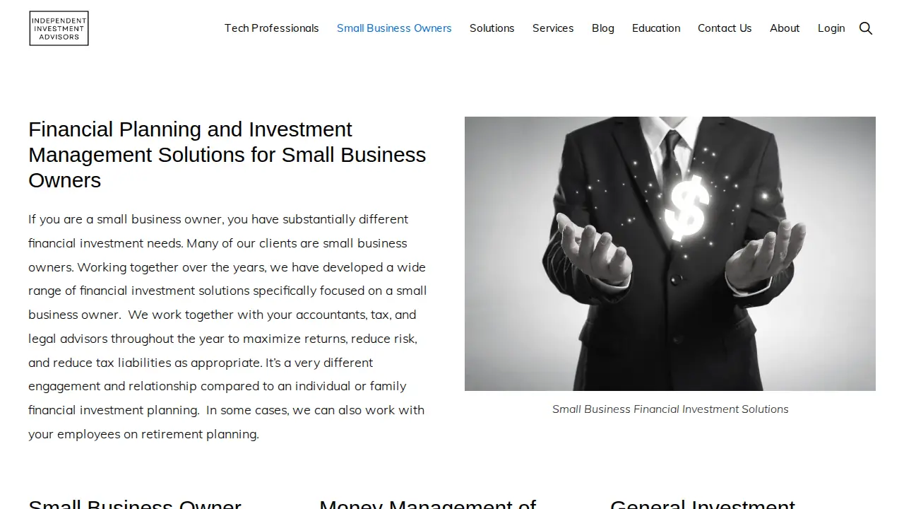 Independent Investment Advisors page