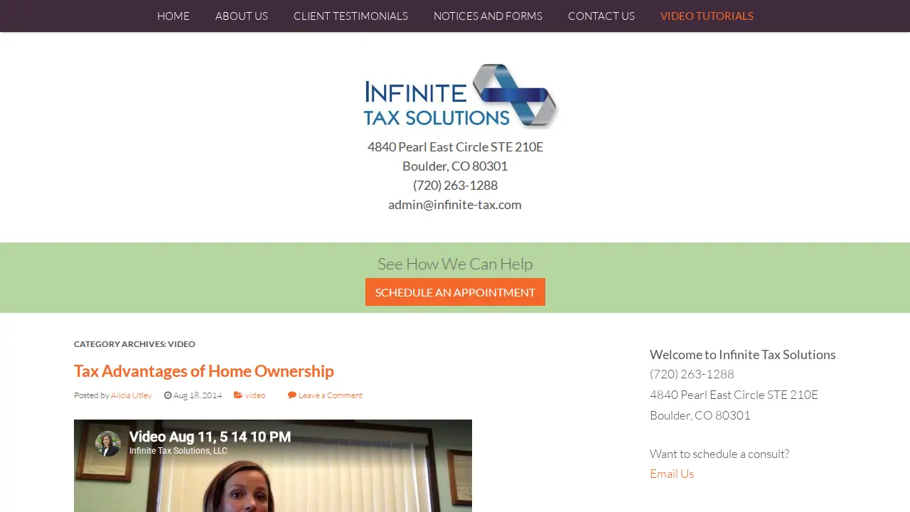 Infinite Tax Solutions page