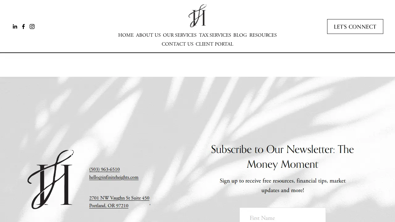 Infinite Heights Wealth Management page