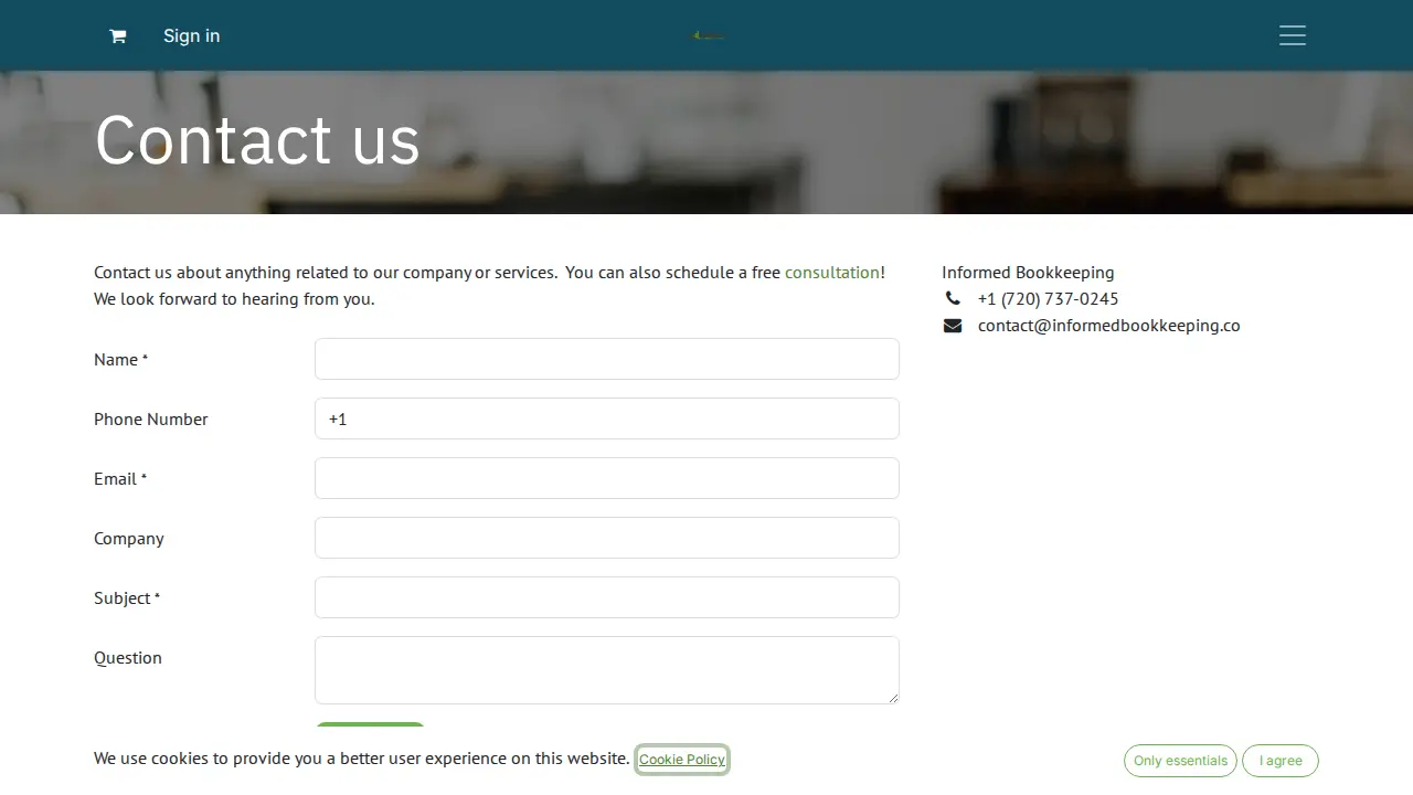 Informed Bookkeeping page