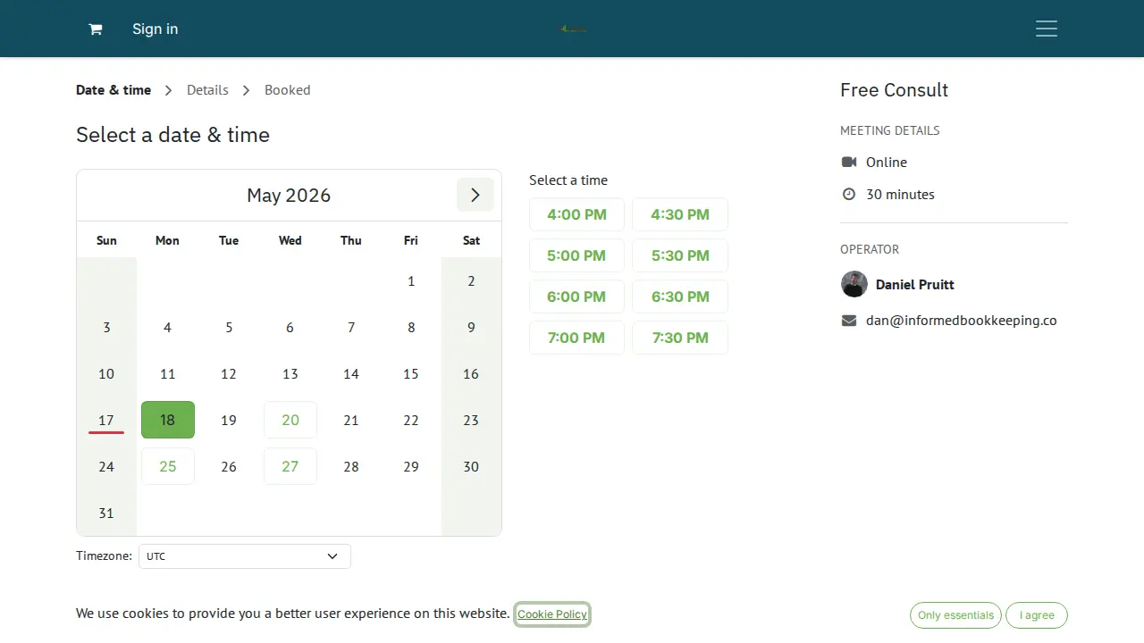 Informed Bookkeeping page