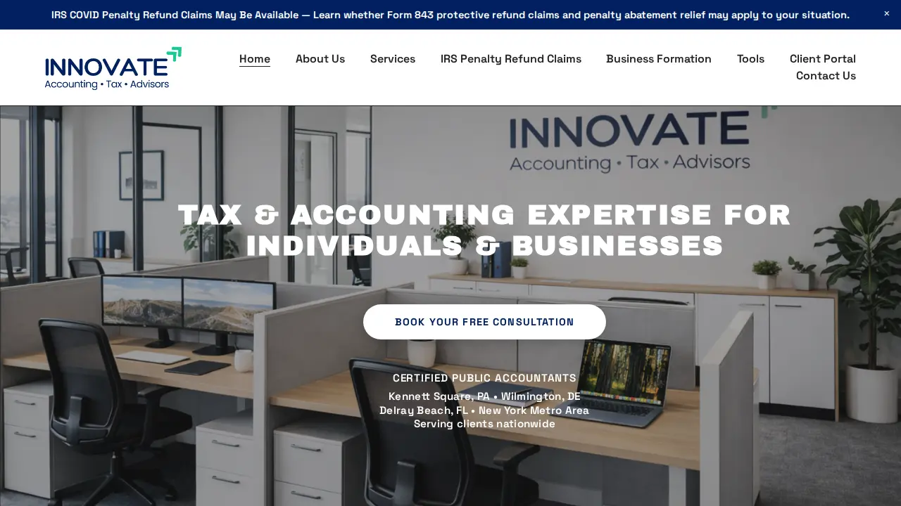 Innovate Advisors website
