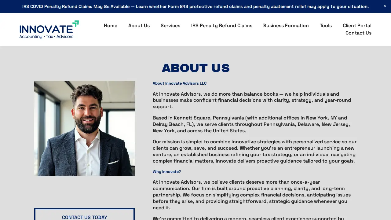 Innovate Advisors page