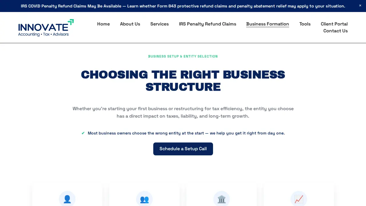 Innovate Advisors page